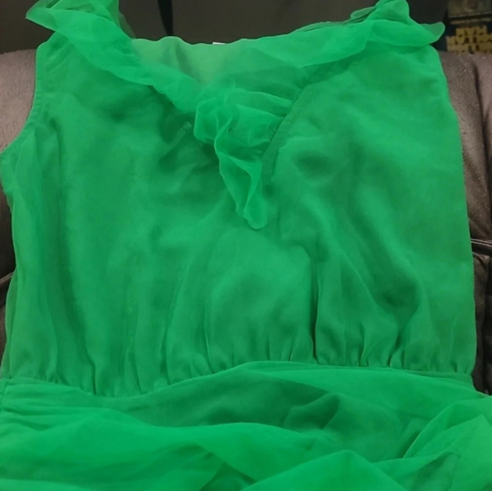 Anthropologie btfl life kelly Green sleeveless Ruffle Mini Dress S occassion - Picture 7 of 10